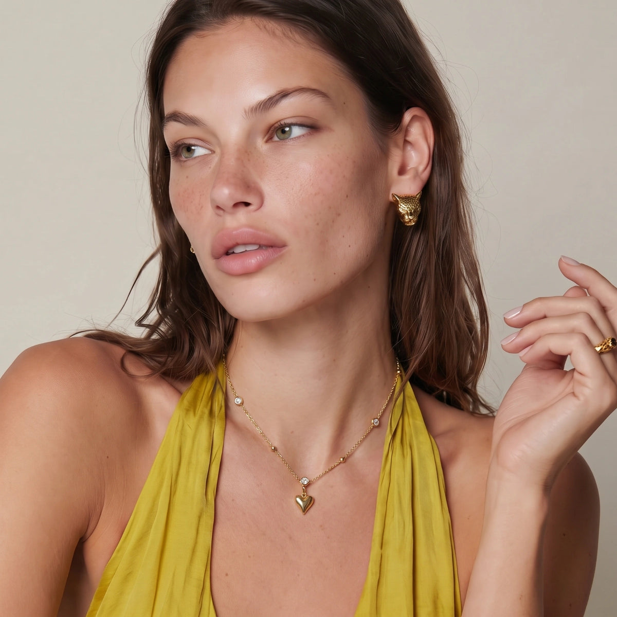 Crystal Heart Charm Necklace by Palais Nordique