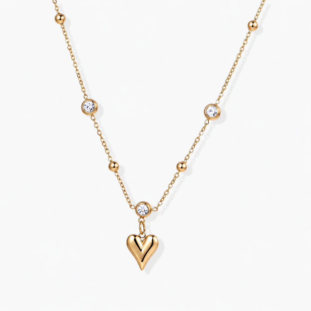 Crystal Heart Charm Necklace by Palais Nordique
