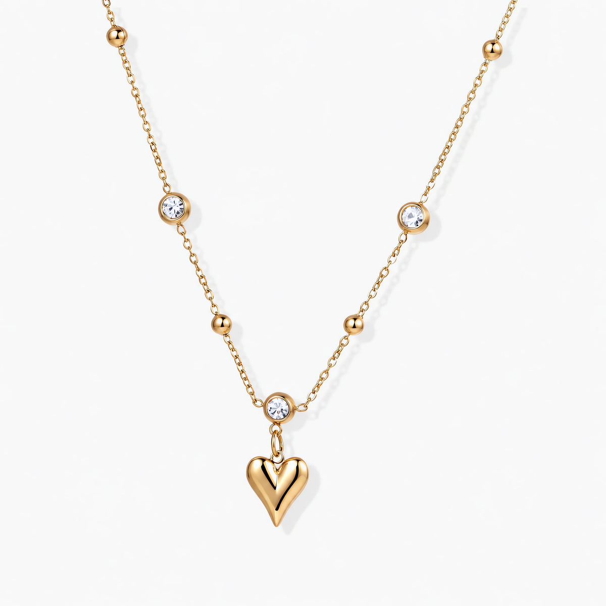 Crystal Heart Charm Necklace by Palais Nordique